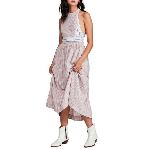 Free People Color Theory Midi Pretty In Pink Dress - Picture 1 of 16